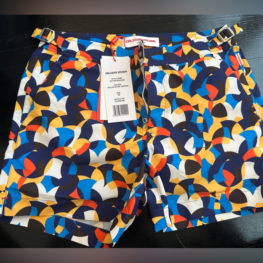 Orlebar Brown Yellow and Blue Patterned Shorts